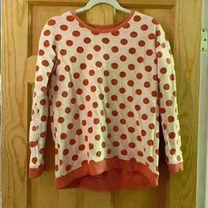 Pieces Kensie red and white burnout french terry crewneck polka dot sweatshirt